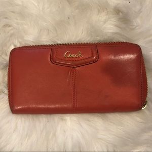 Coach coral colored wallet!